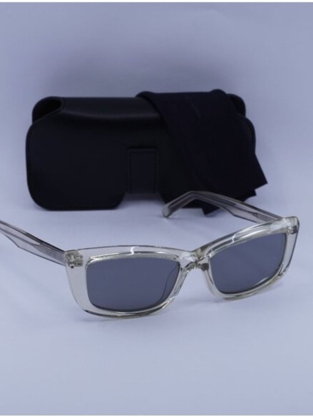 Saint Laurent SL658 003 Cat Eye Sunglasses - Transparent Beige/Silver